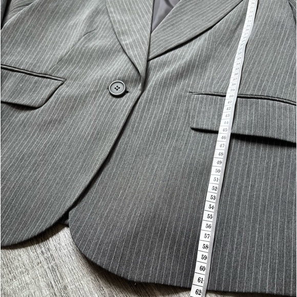Blazer. New. Has shoulder pads. Larger fit on shoulders. Grey with stripes. - Picture 7 of 10